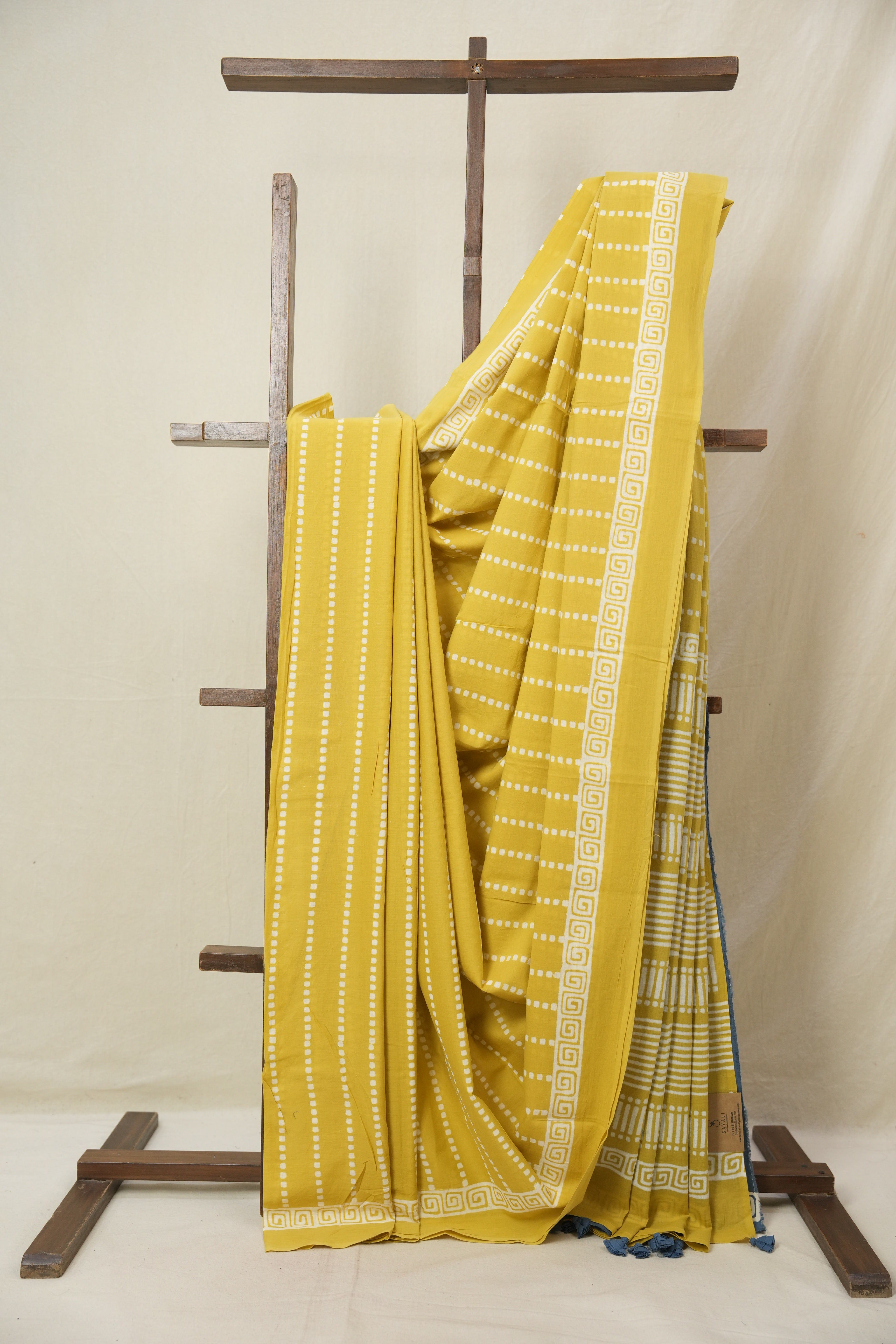 Mustard Yellow HBP Cotton Saree - SRMYCS3319