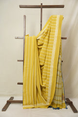 Mustard Yellow HBP Cotton Saree - SRMYCS3319