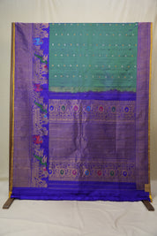 Two Tone Peacock Green Gadwal Silk Saree - SRGGSS644