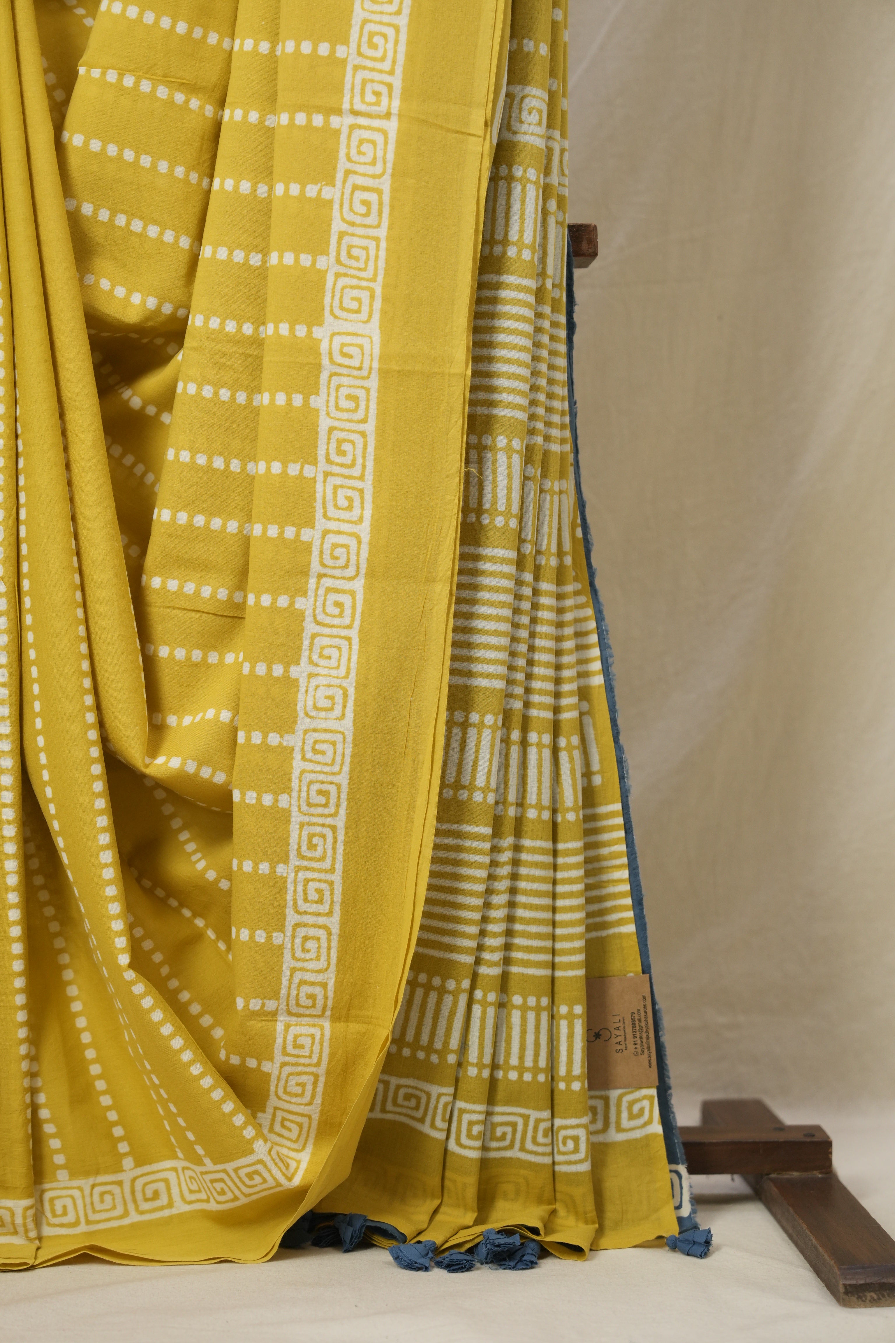 Mustard Yellow HBP Cotton Saree - SRMYCS3319