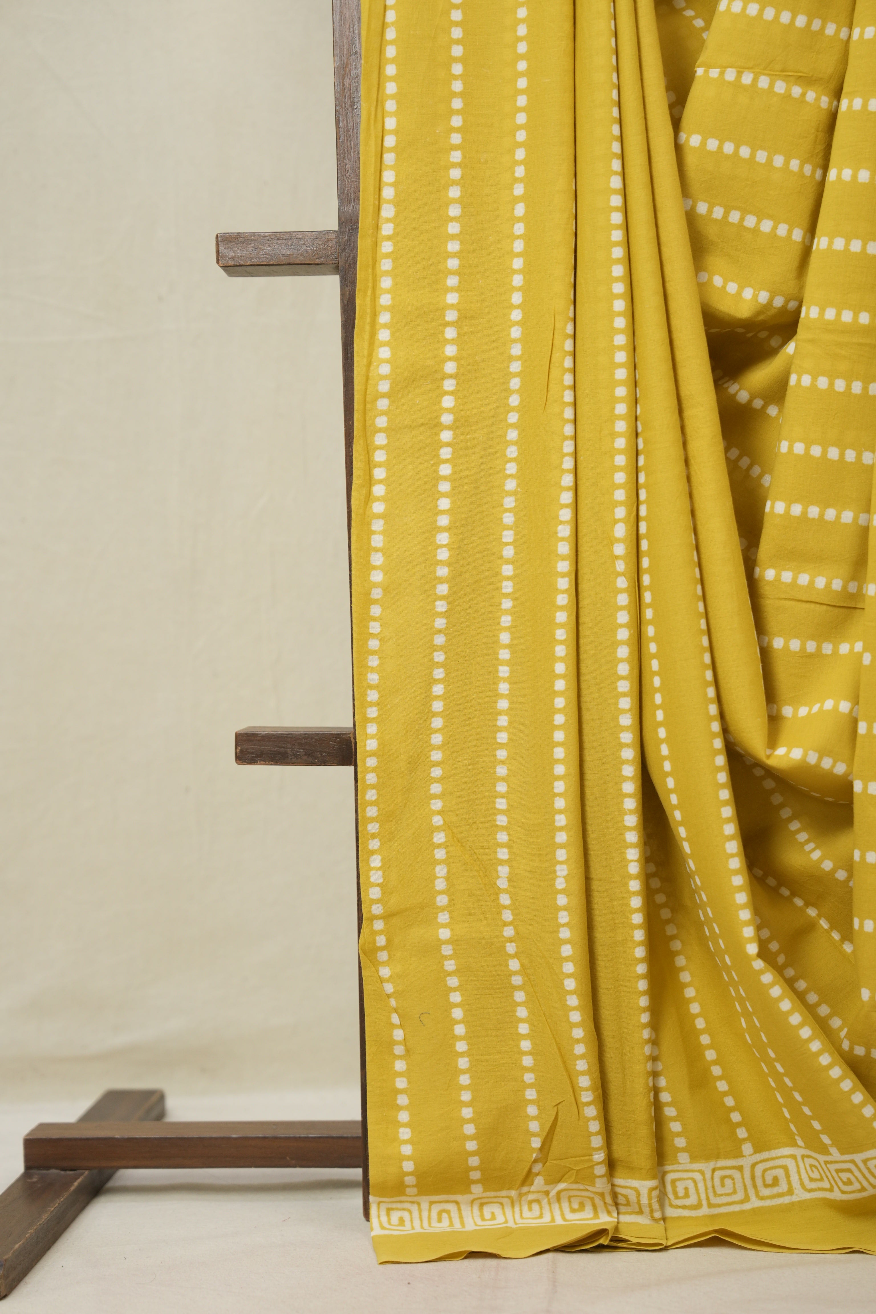 Mustard Yellow HBP Cotton Saree - SRMYCS3319