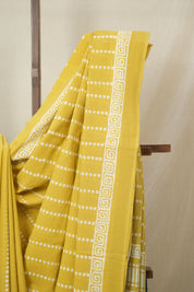Mustard Yellow HBP Cotton Saree - SRMYCS3319