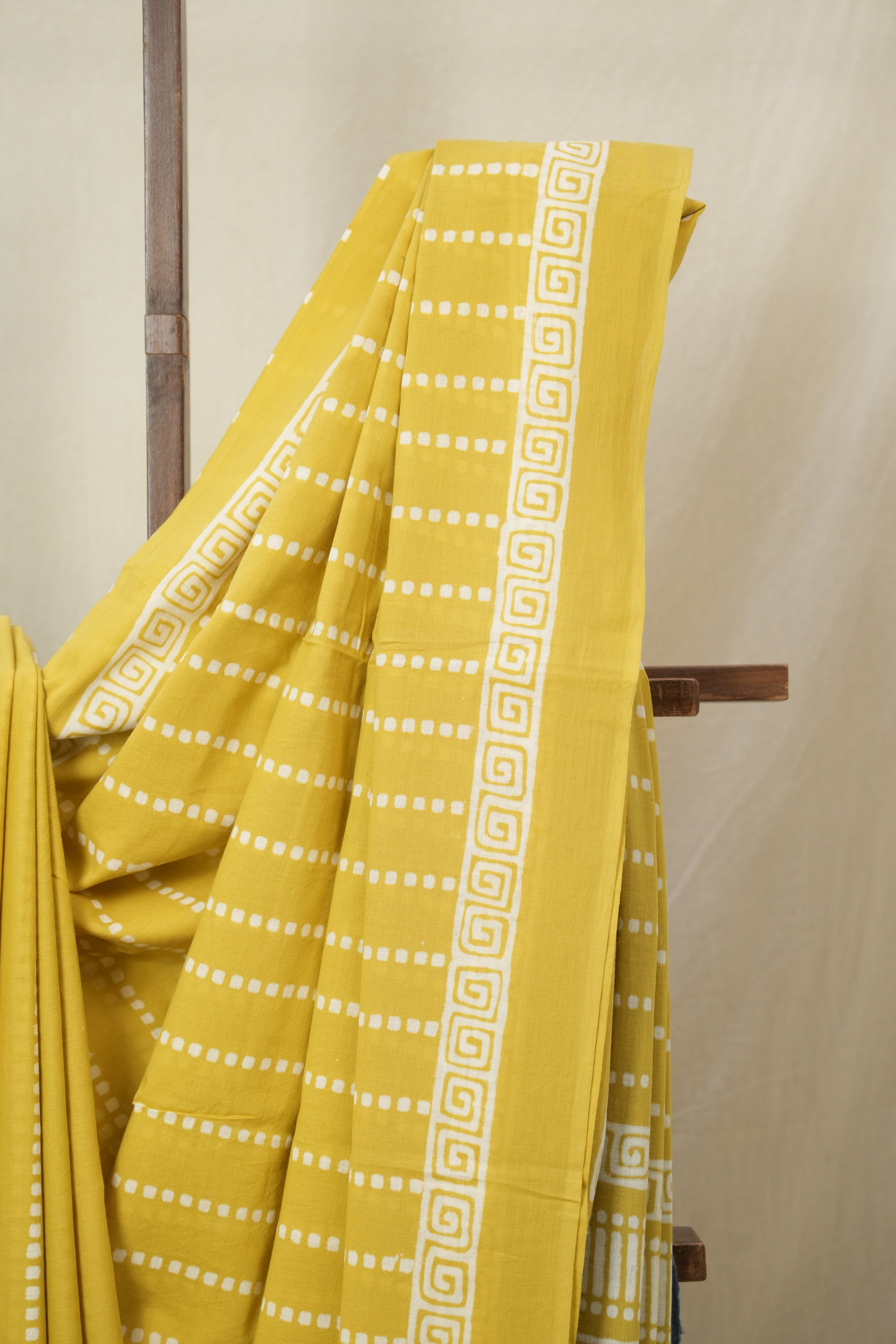 Mustard Yellow HBP Cotton Saree - SRMYCS3319
