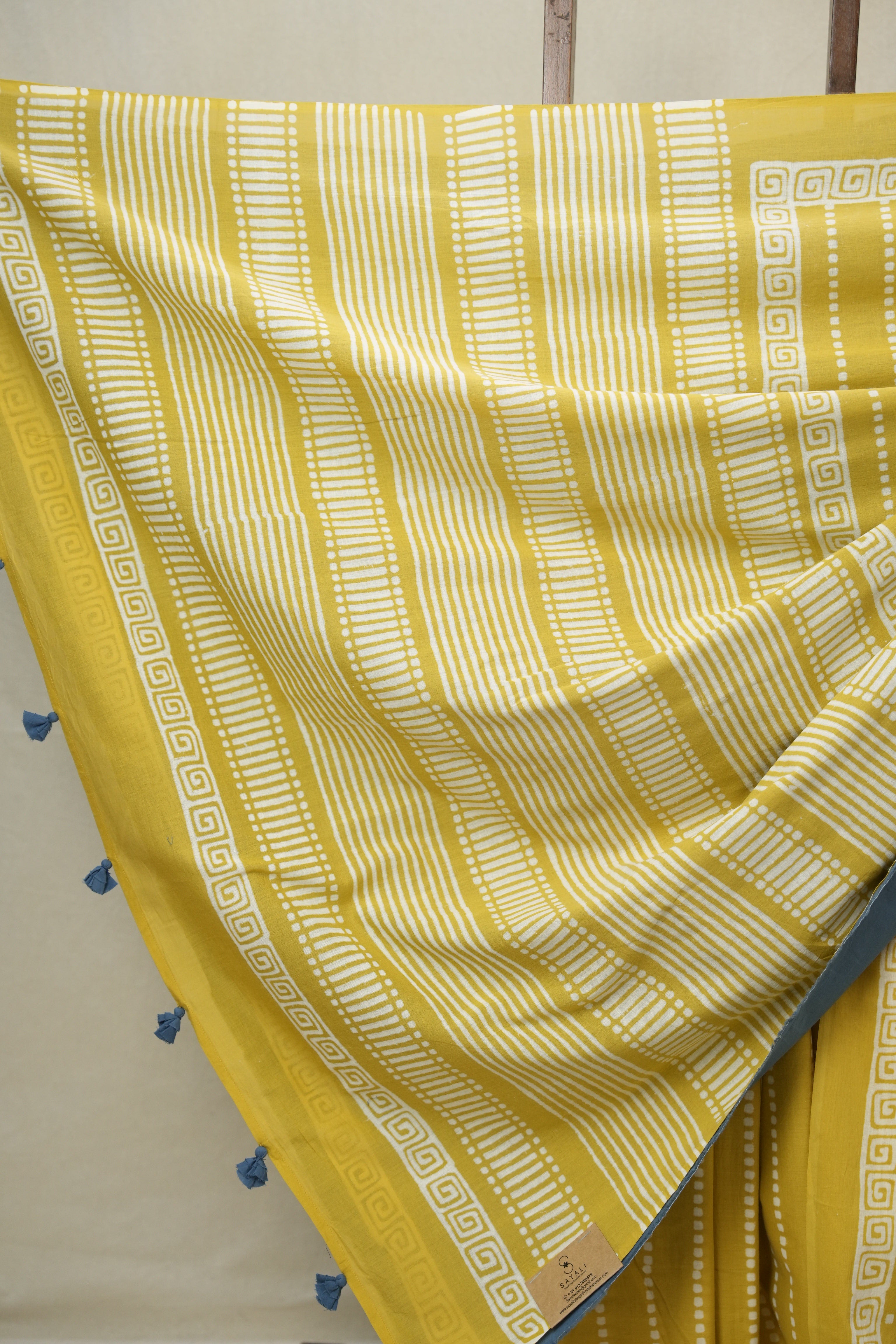Mustard Yellow HBP Cotton Saree - SRMYCS3319