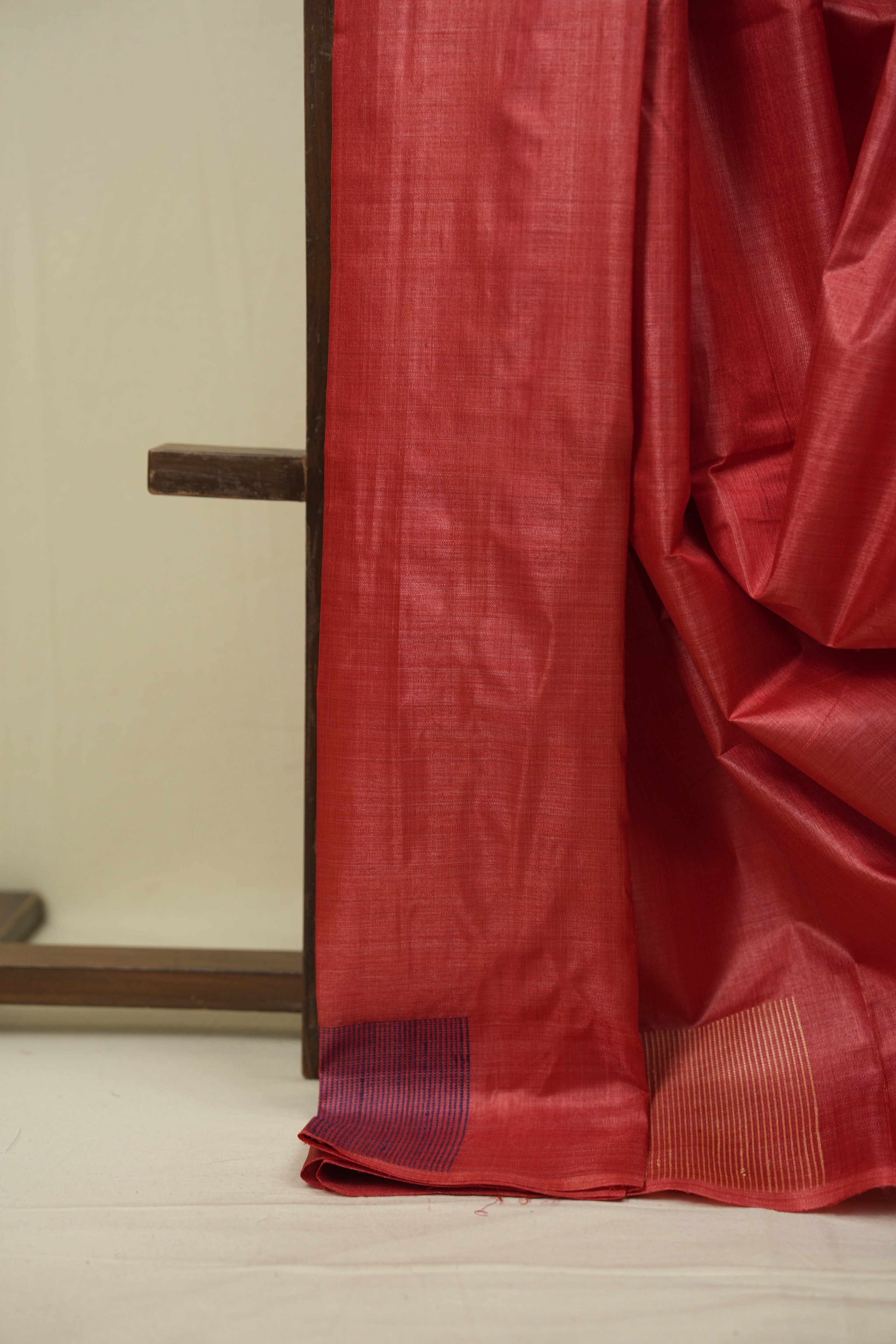 Coral Pink Tussar Silk Saree - SRCPTSS1906