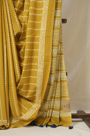 Mustard HBP Cotton Saree - SRMCS3320