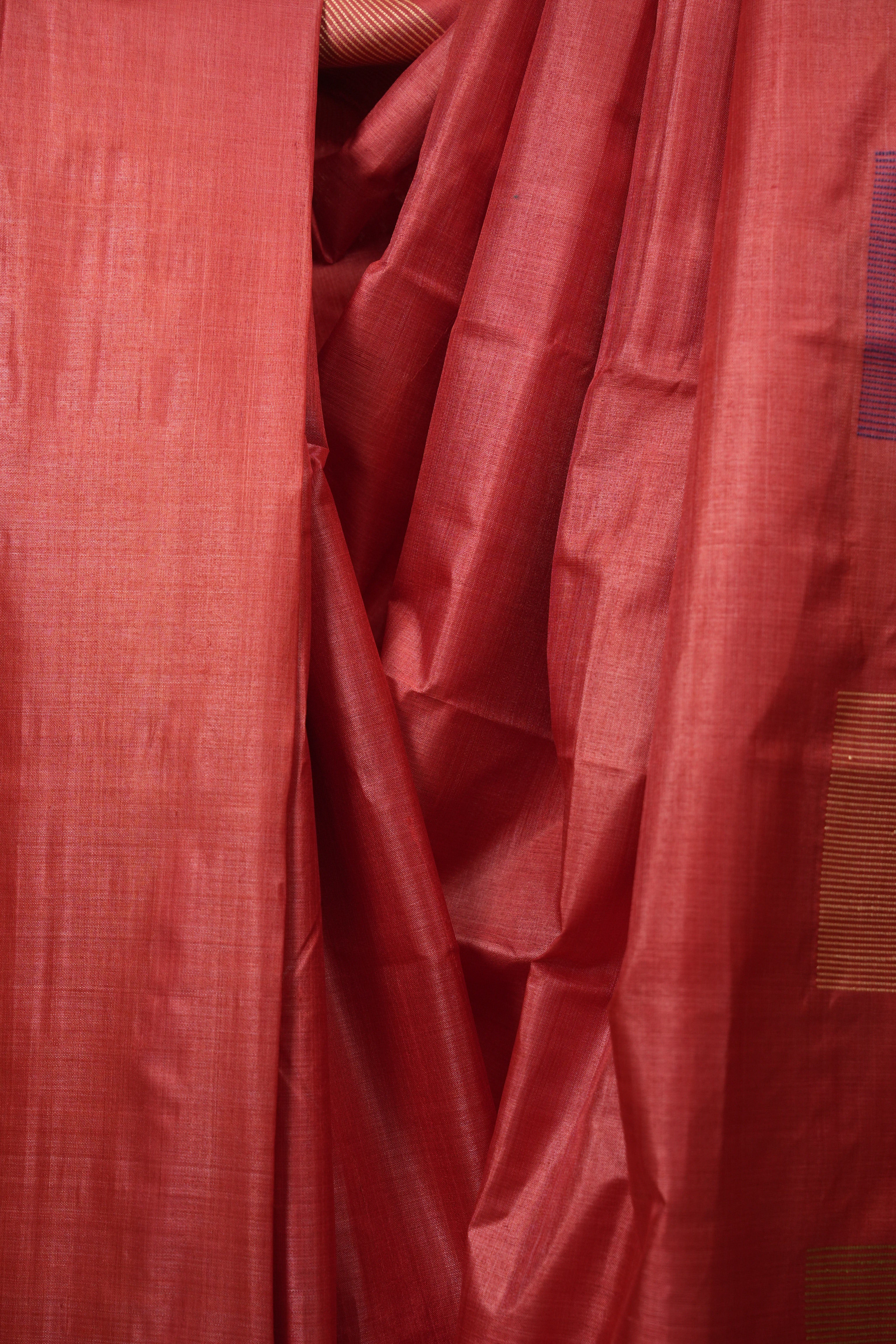 Coral Pink Tussar Silk Saree - SRCPTSS1906
