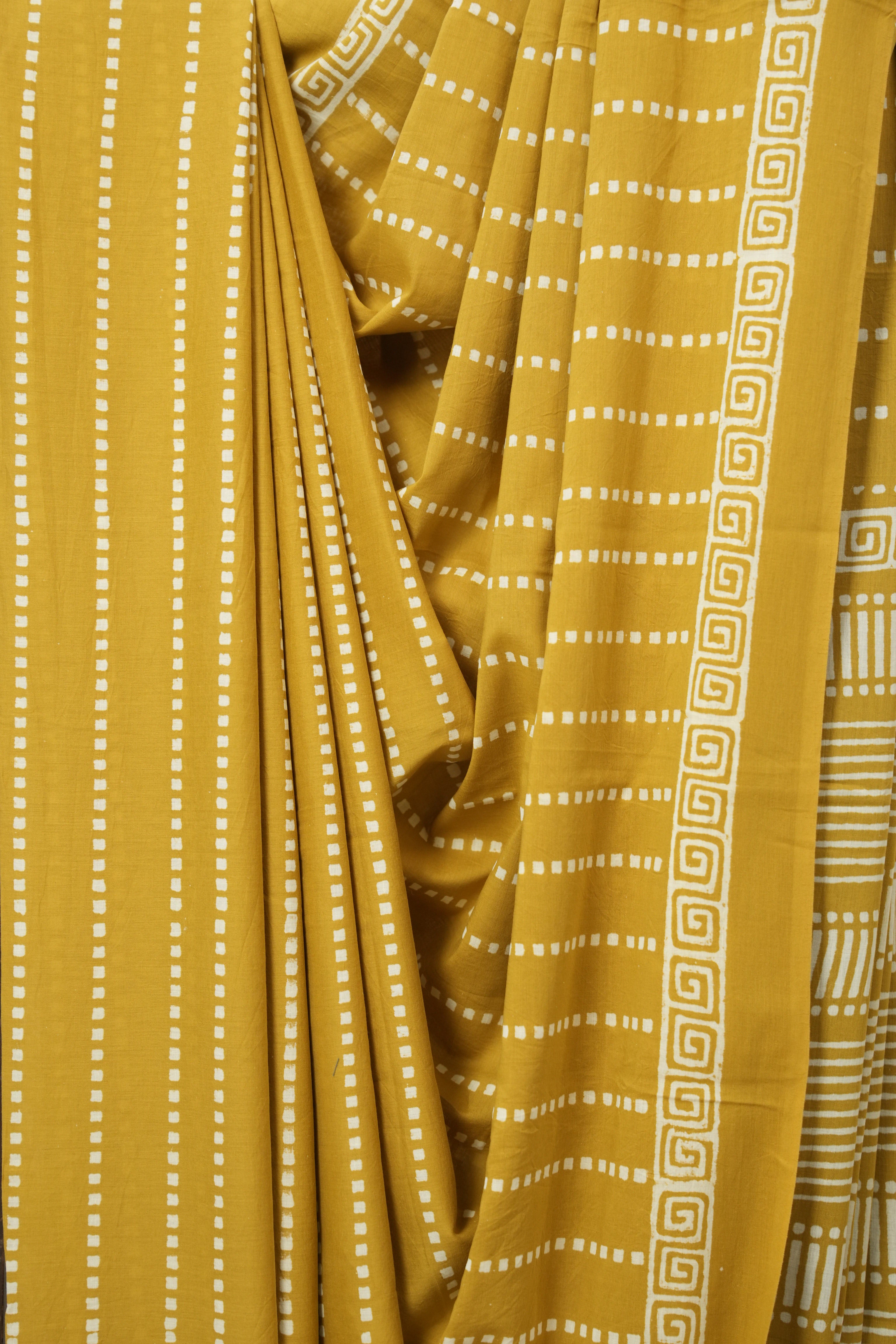 Mustard HBP Cotton Saree - SRMCS3320