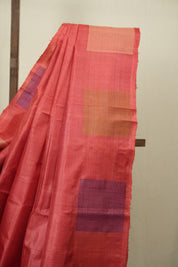Coral Pink Tussar Silk Saree - SRCPTSS1906