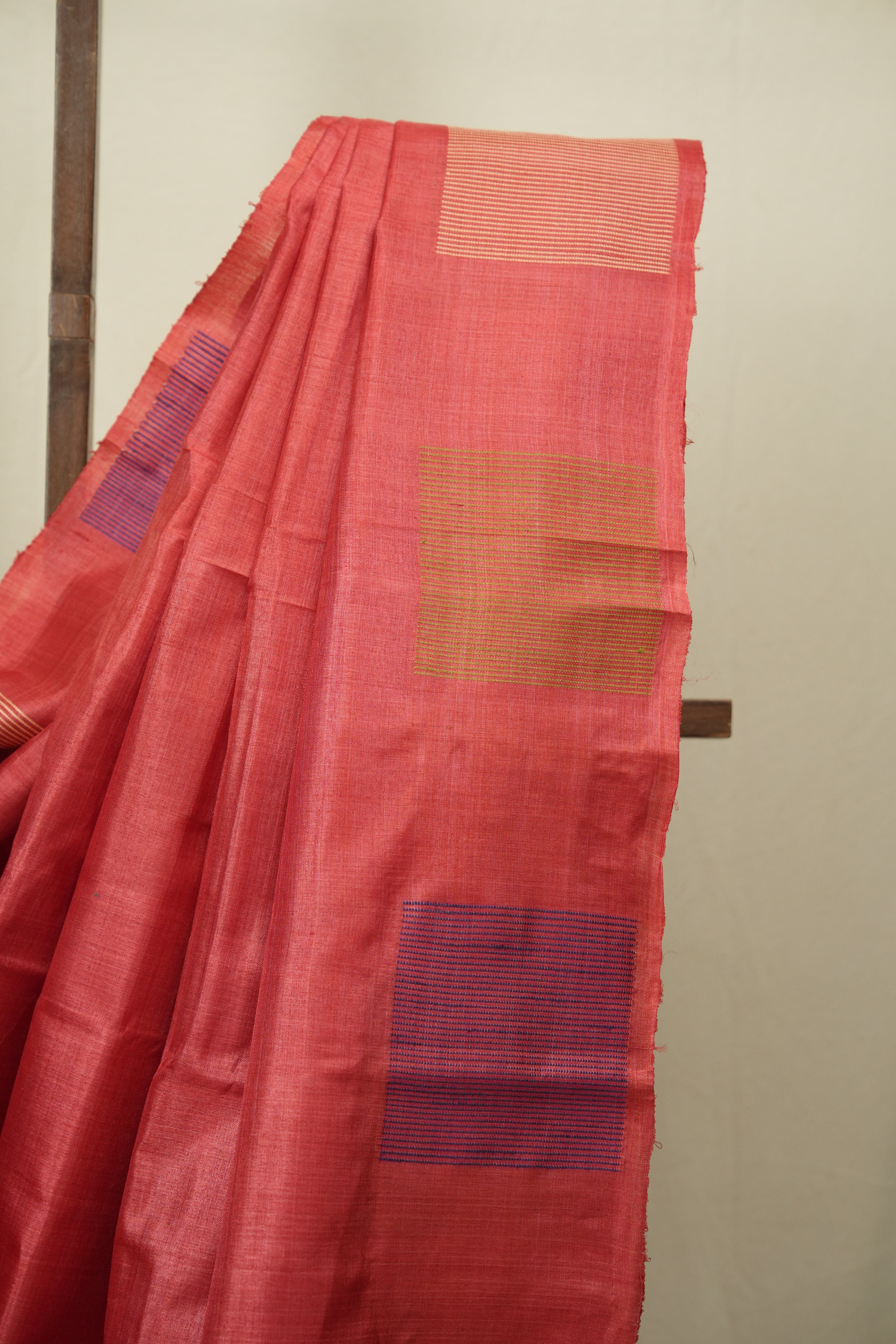 Coral Pink Tussar Silk Saree - SRCPTSS1906