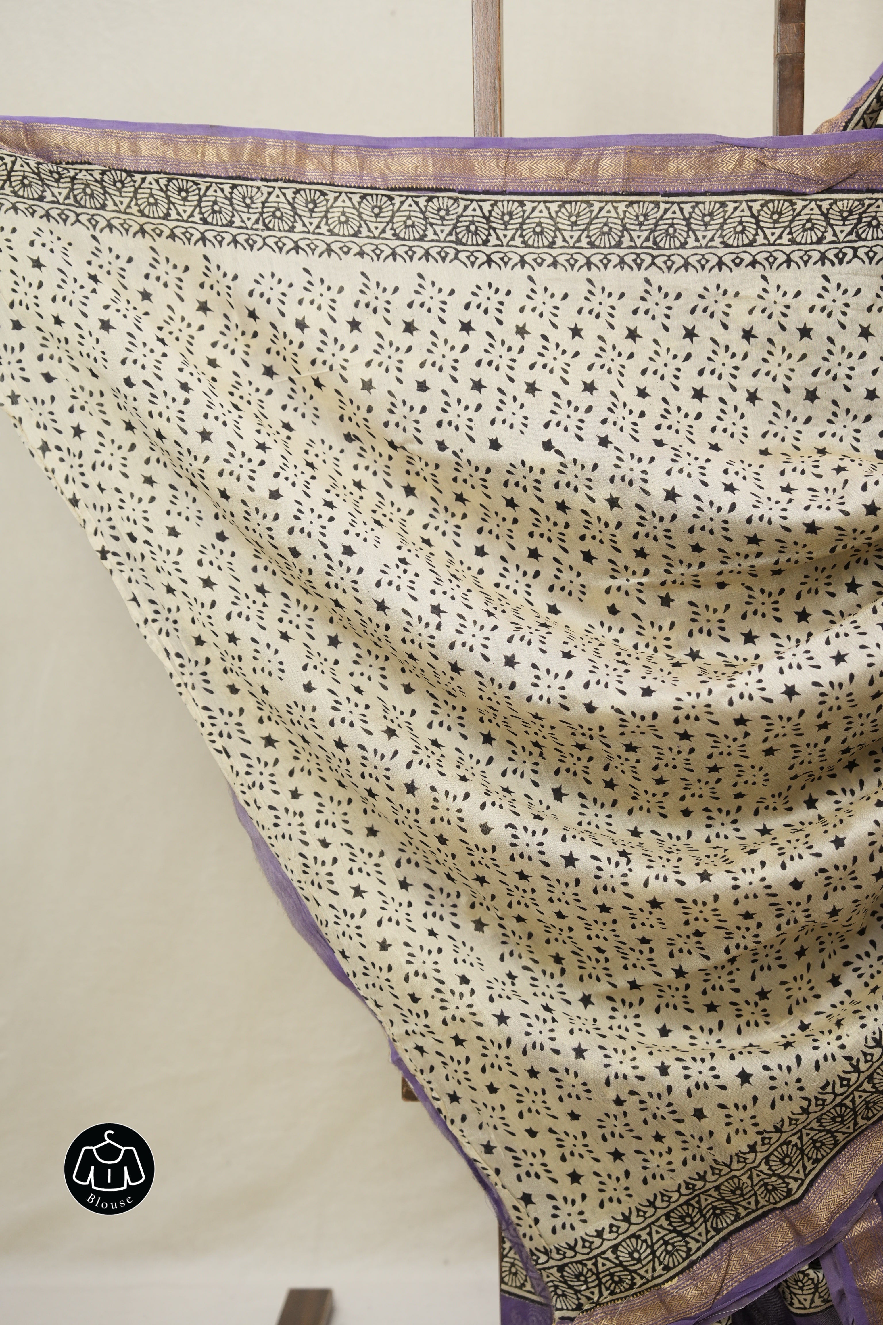 Beige-Black HBP Cotton Silk Saree With Maheshwari Border - SRBBCSS1483