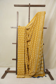 Mustard HBP Cotton Saree - SRMCS3322