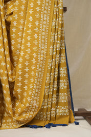 Mustard HBP Cotton Saree - SRMCS3322