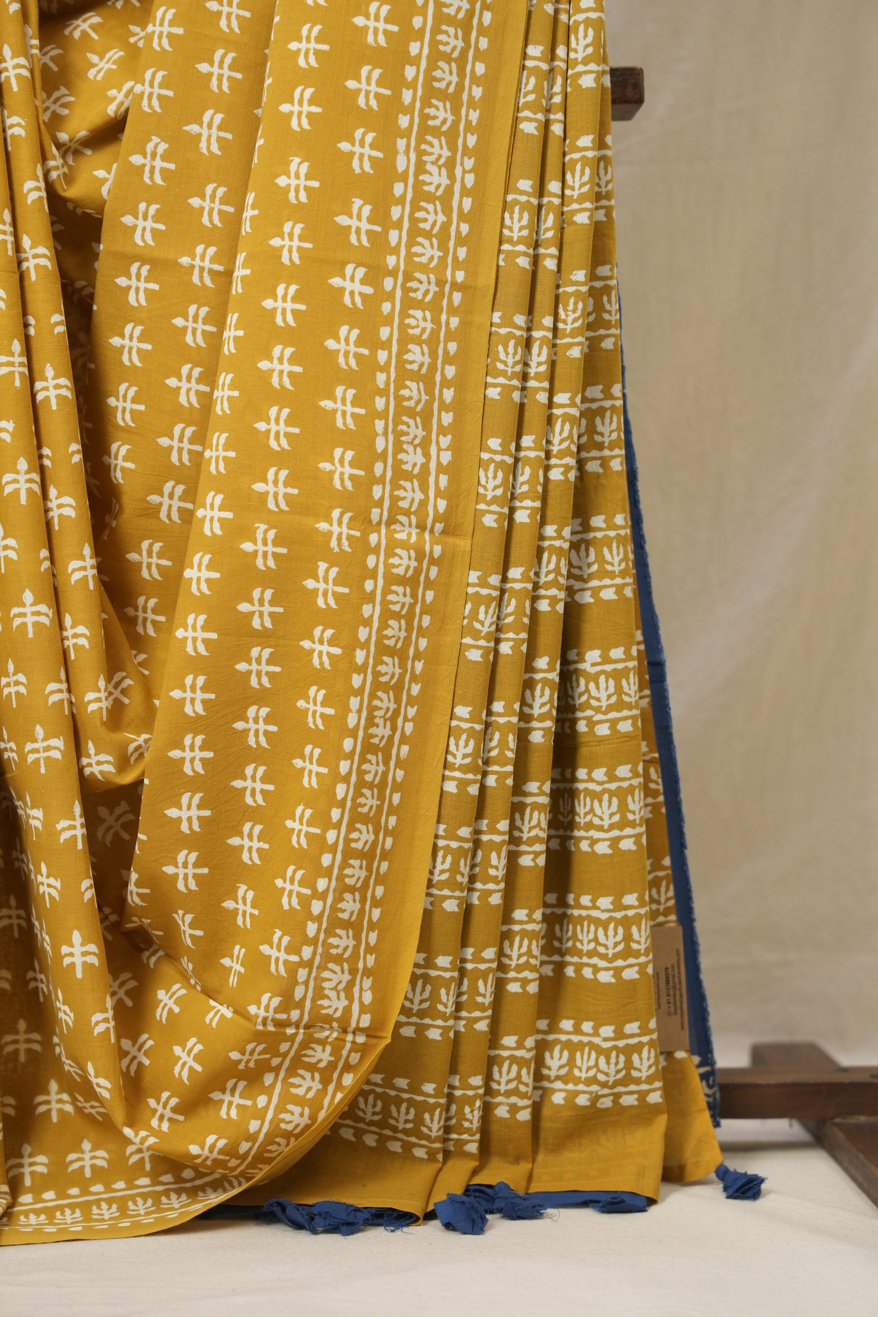Mustard HBP Cotton Saree - SRMCS3322