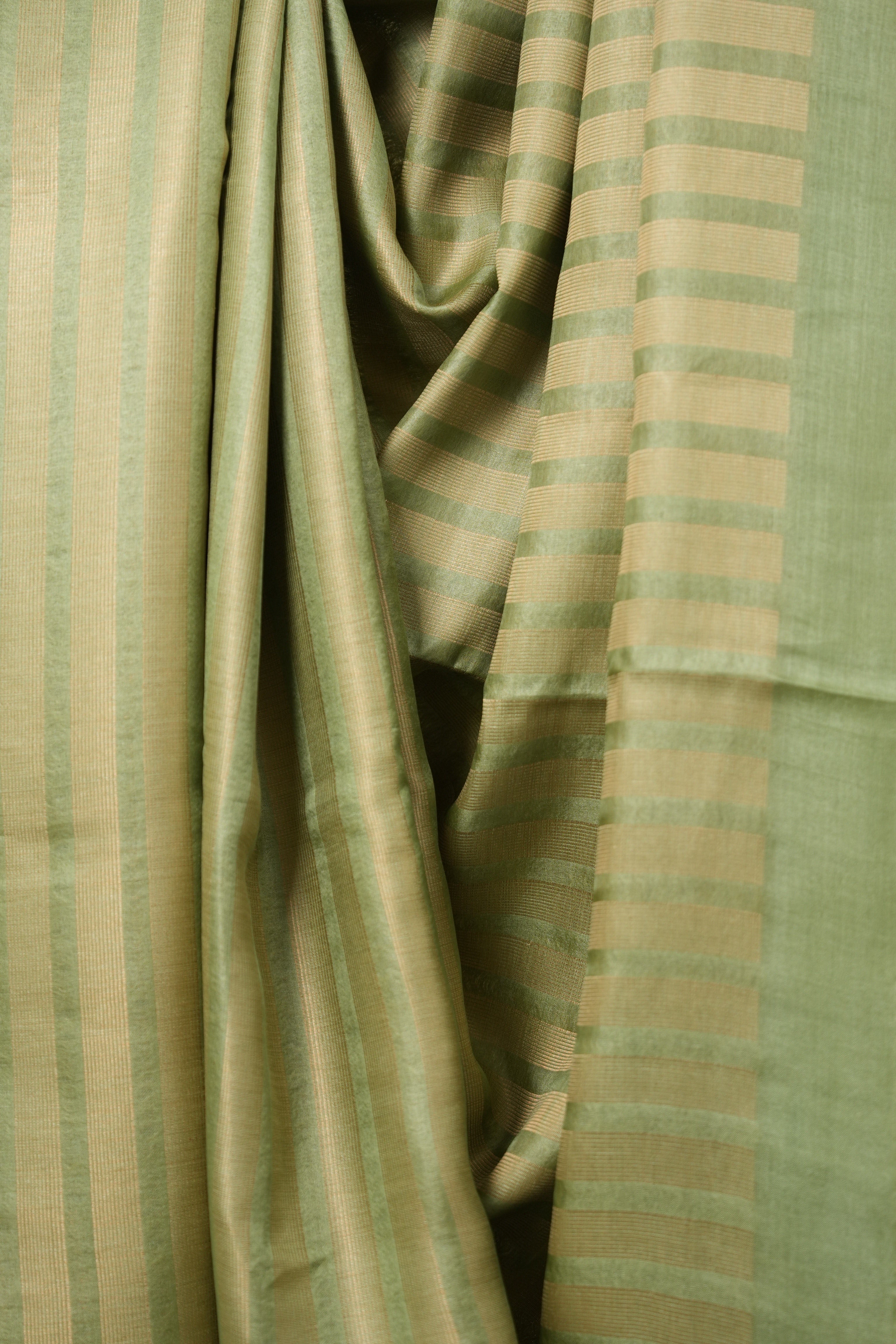 Mint Green Tussar Silk Saree - SRMGTSS1596