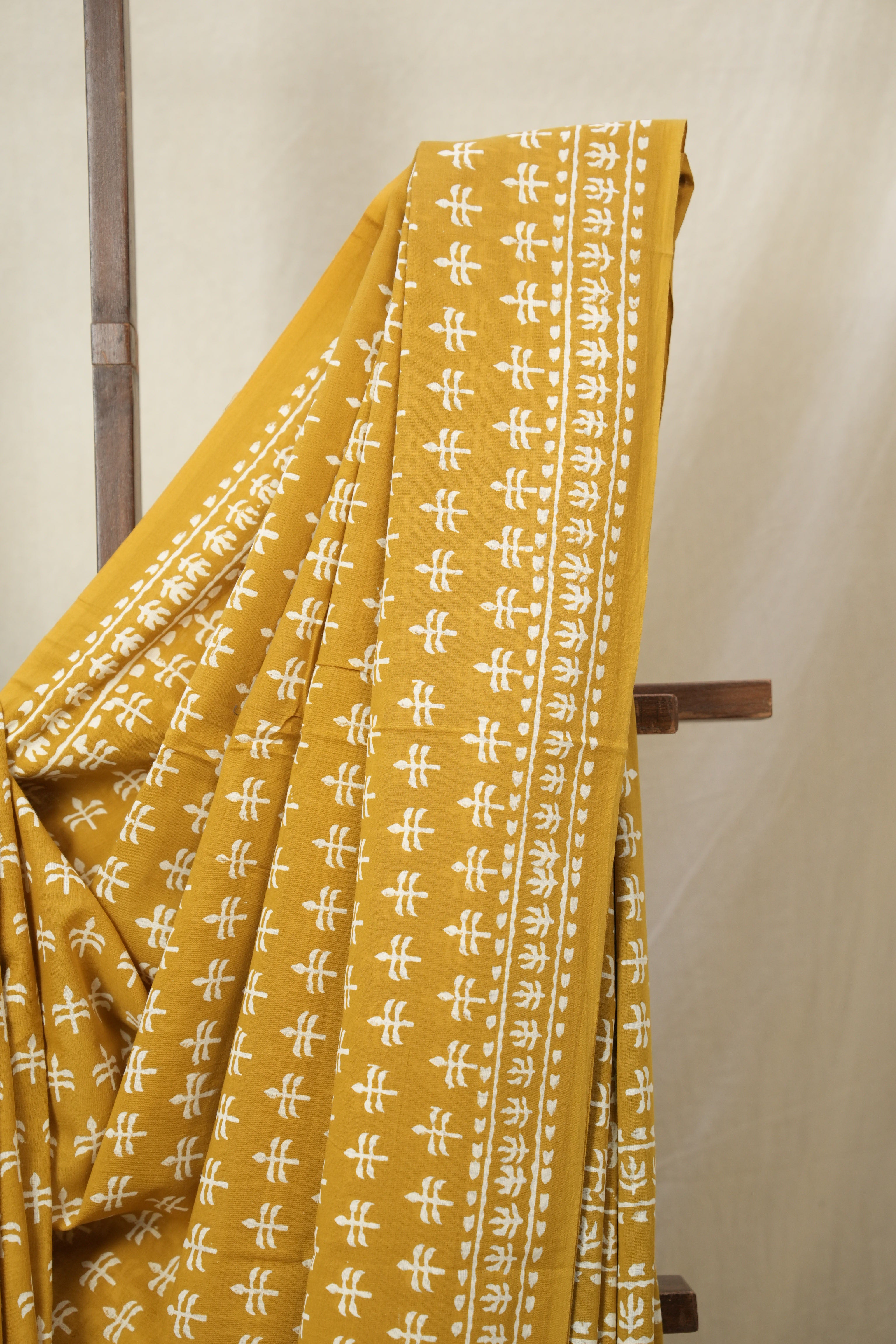 Mustard HBP Cotton Saree - SRMCS3322