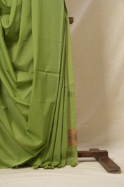 Apple Green Mulmul Cotton Saree-SRAGMCS116