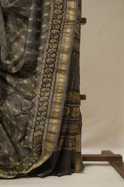 Kashish Ajrakh Cotton Silk Saree With Maheshwari Border - SRKACSS1515
