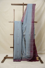 Grey Sungudi Cotton Saree - SRGSCS66