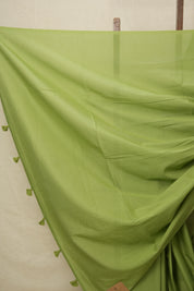 Apple Green Mulmul Cotton Saree-SRAGMCS116