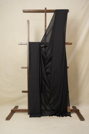 Black Mulmul Cotton Saree-SRBMCS113