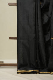 Black Raw Silk Saree - SRBRSS973