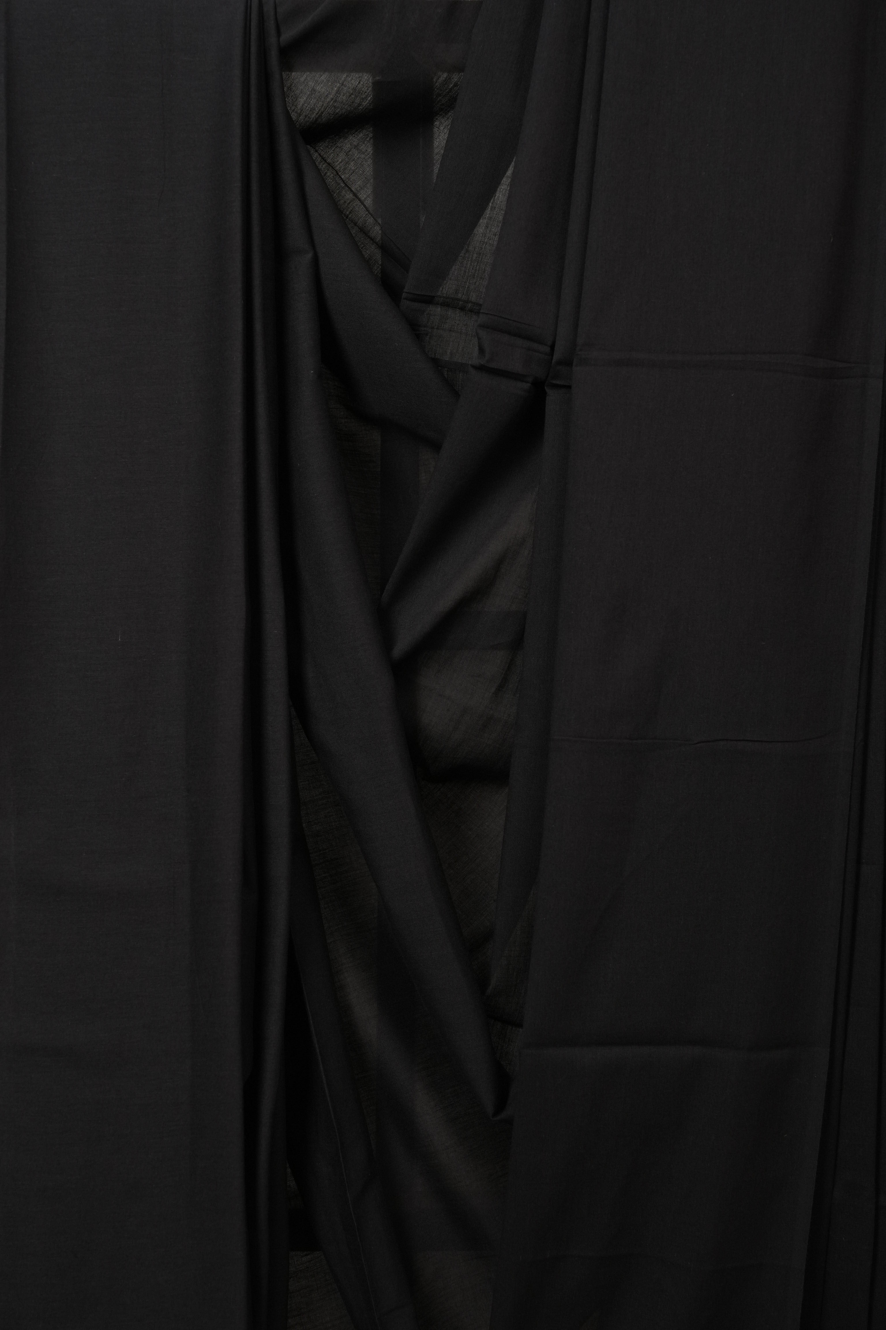 Black Mulmul Cotton Saree-SRBMCS113