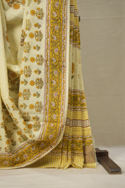 Pastel Yellow HBP Cotton Saree - SRPYCS2854
