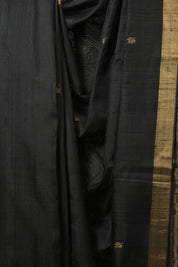 Black Raw Silk Saree - SRBRSS973