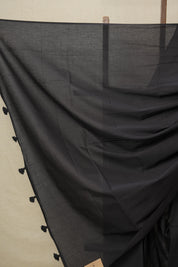 Black Mulmul Cotton Saree-SRBMCS113