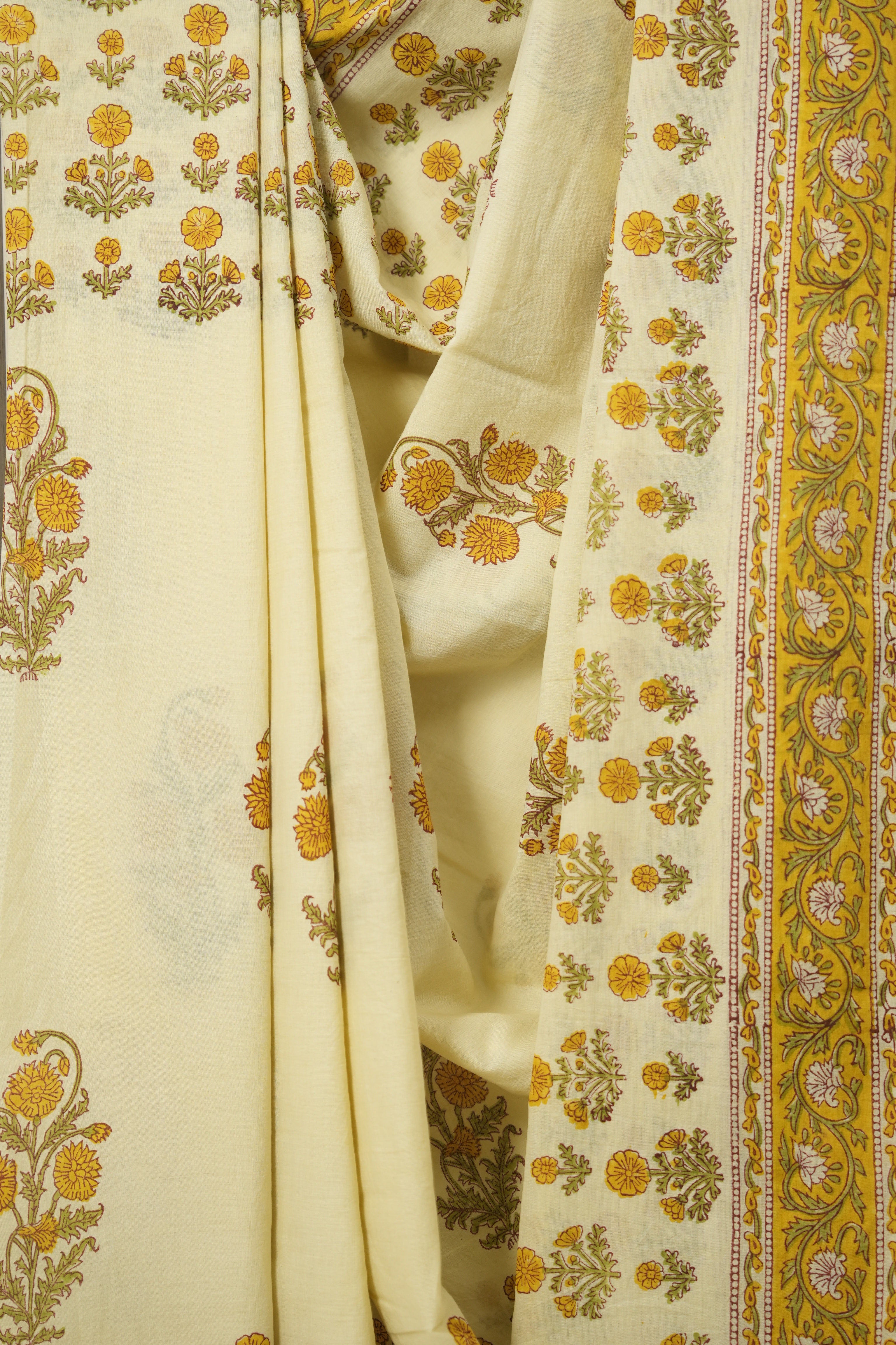 Pastel Yellow HBP Cotton Saree - SRPYCS2854