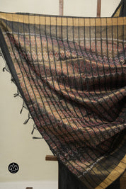 Black Raw Silk Saree - SRBRSS973