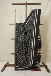 Black HBP Cotton Saree - SRBCS3325