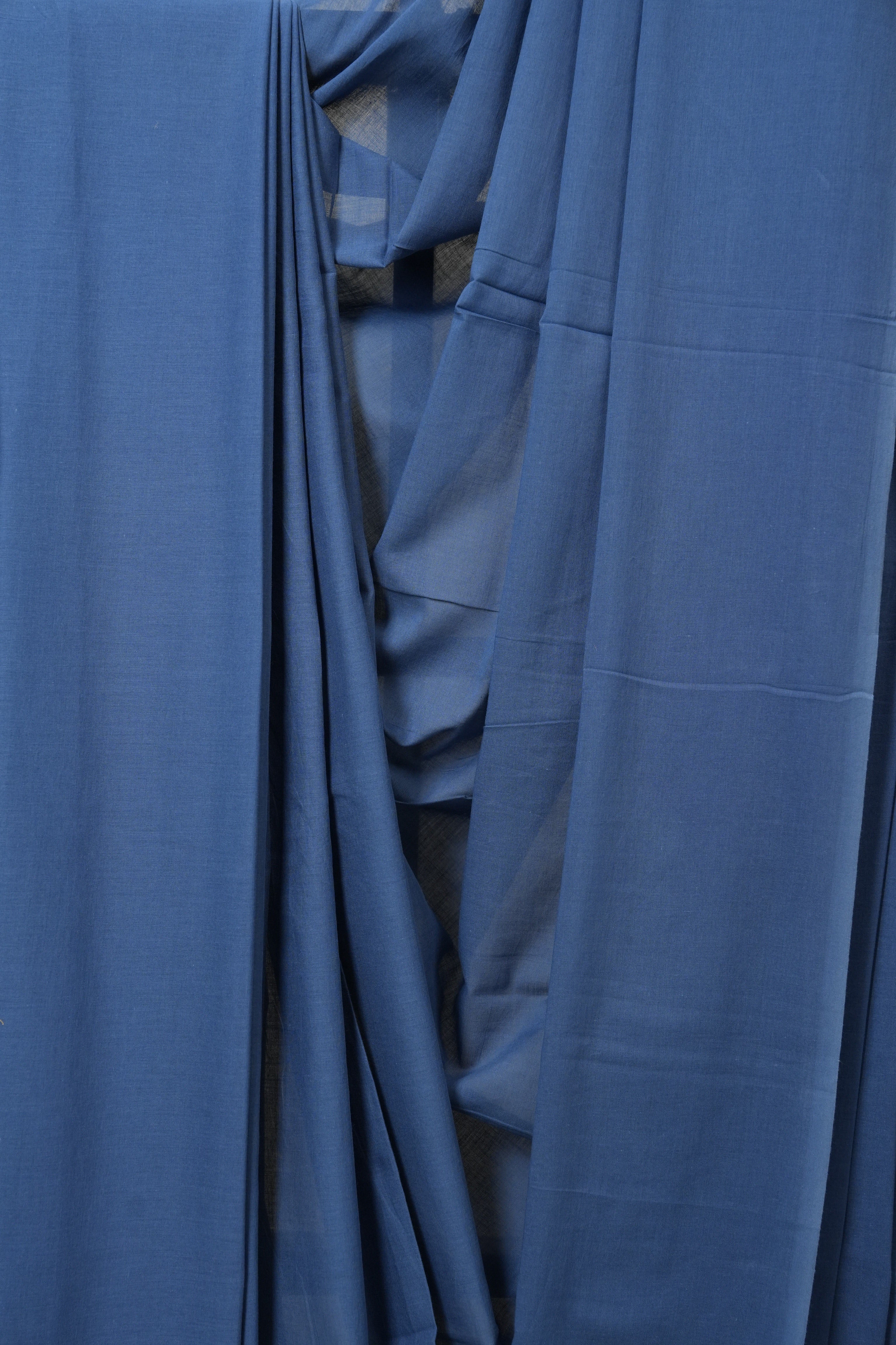 Blue Mulmul Cotton Saree-SRBMCS118