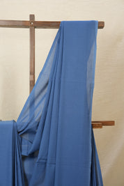 Blue Mulmul Cotton Saree-SRBMCS118