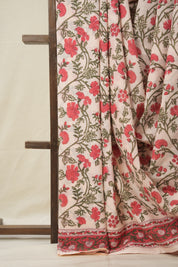 Red Green HBP Cotton Saree - SRRGCS2852