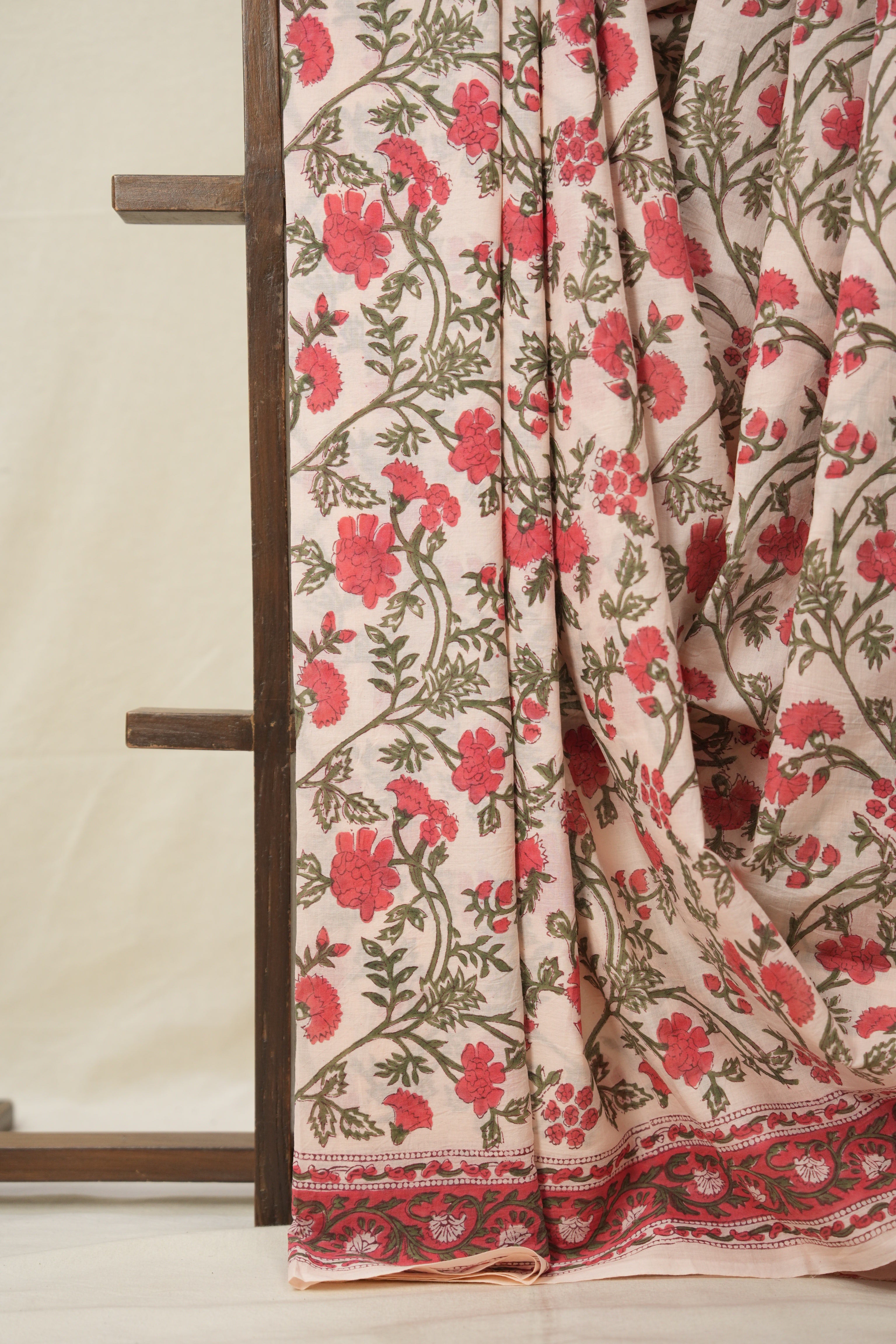 Red Green HBP Cotton Saree - SRRGCS2852