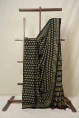 Black HBP Cotton Saree - SRBCS3318