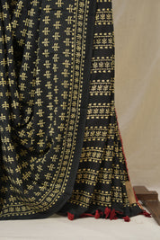 Black HBP Cotton Saree - SRBCS3318