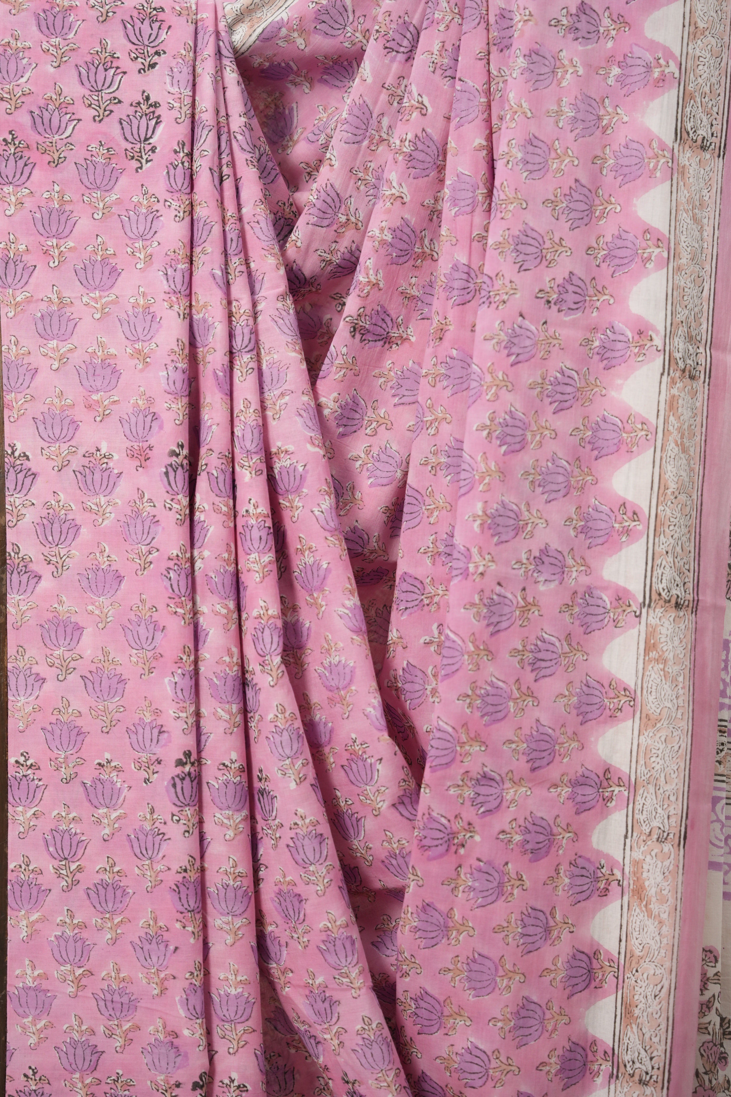 Lilac Pink HBP Cotton Saree - SRLPCS2851