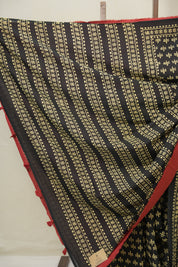 Black HBP Cotton Saree - SRBCS3318