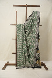 Parrot Green Black HBP Cotton Saree - SRPGBCS2848