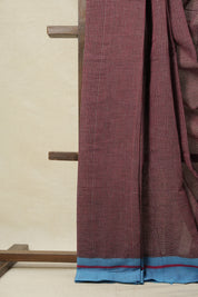 Maroon Small Checks Cotton Patteda Anchu Saree With Blue-Red Border - SRMPAS69