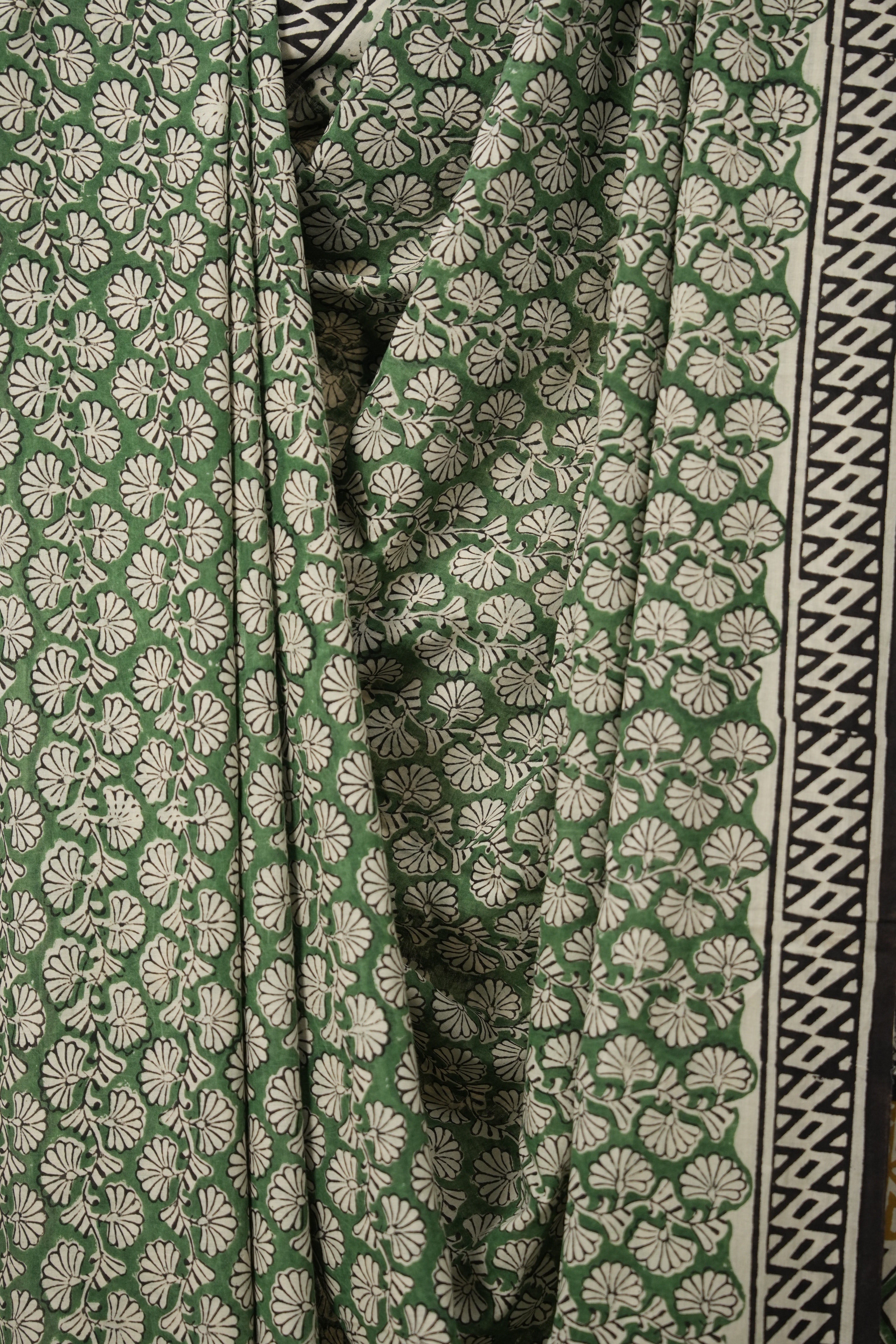 Parrot Green Black HBP Cotton Saree - SRPGBCS2848