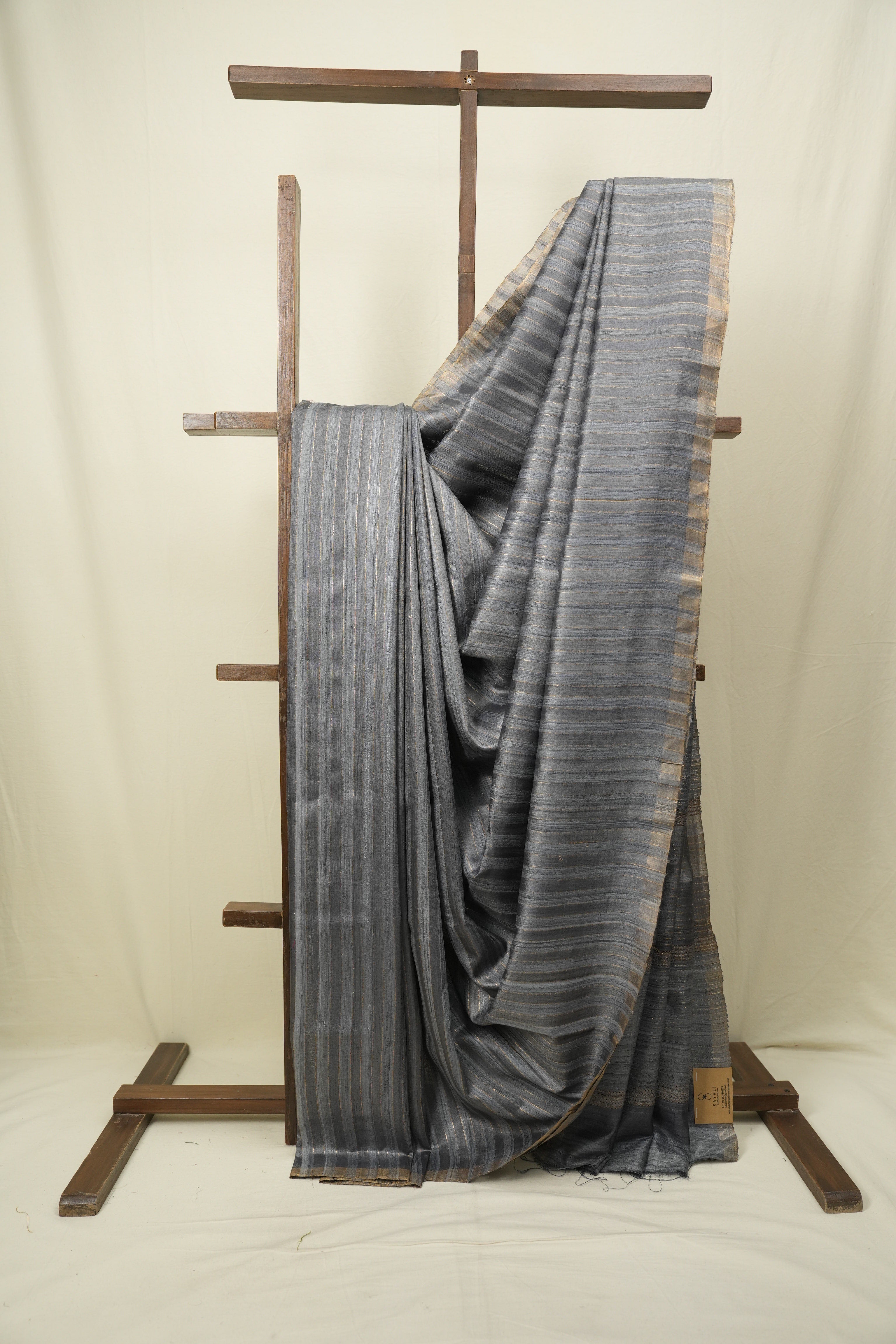 Slate Grey Tussar Silk Saree - SRGTSS1939