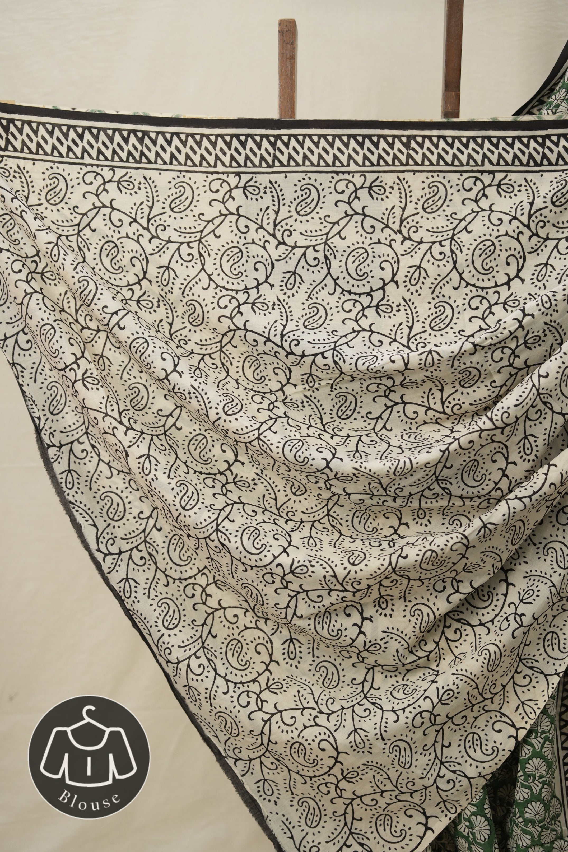 Parrot Green Black HBP Cotton Saree - SRPGBCS2848