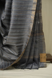 Slate Grey Tussar Silk Saree - SRGTSS1939