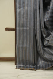 Slate Grey Tussar Silk Saree - SRGTSS1939