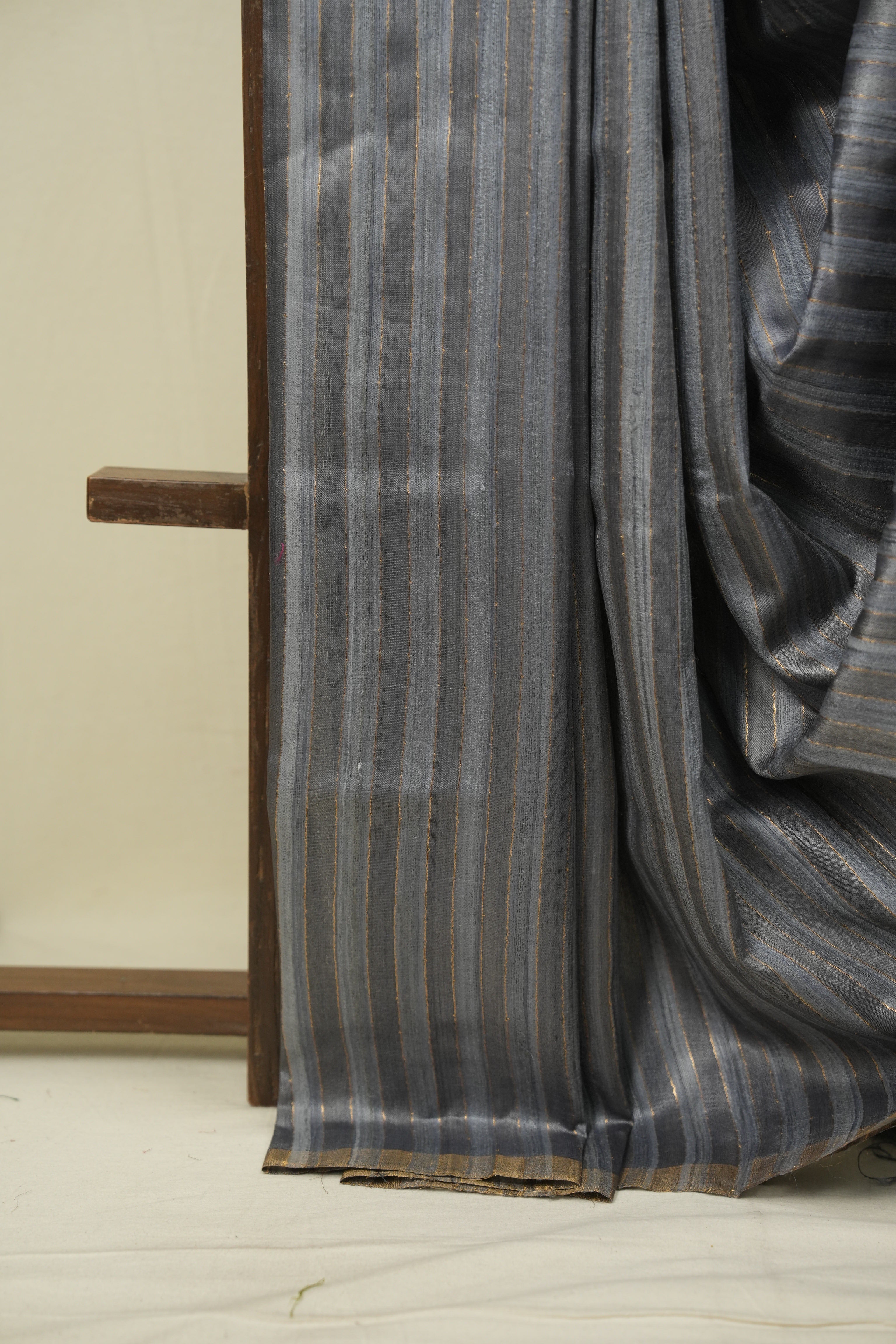 Slate Grey Tussar Silk Saree - SRGTSS1939
