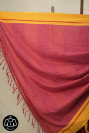 Red Big Checks Cotton Patteda Anchu Saree - SRRPAS172